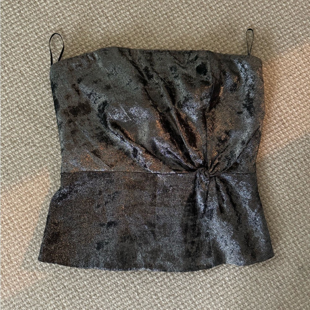 Lavender brown silver strapless top. Size XS